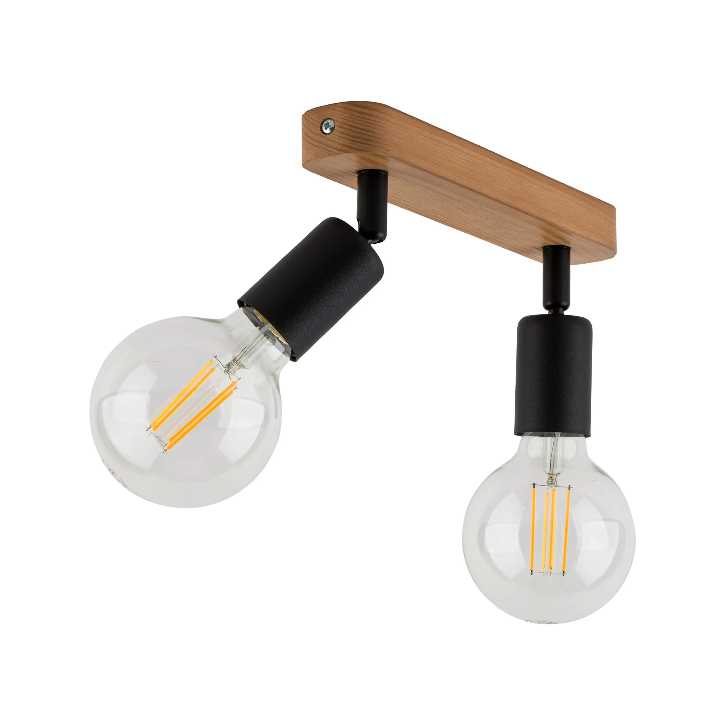 Lampa sufitowa SIMPLY czarna na drewnianej sosnowej listwie 33x15x13cm - TK_4748