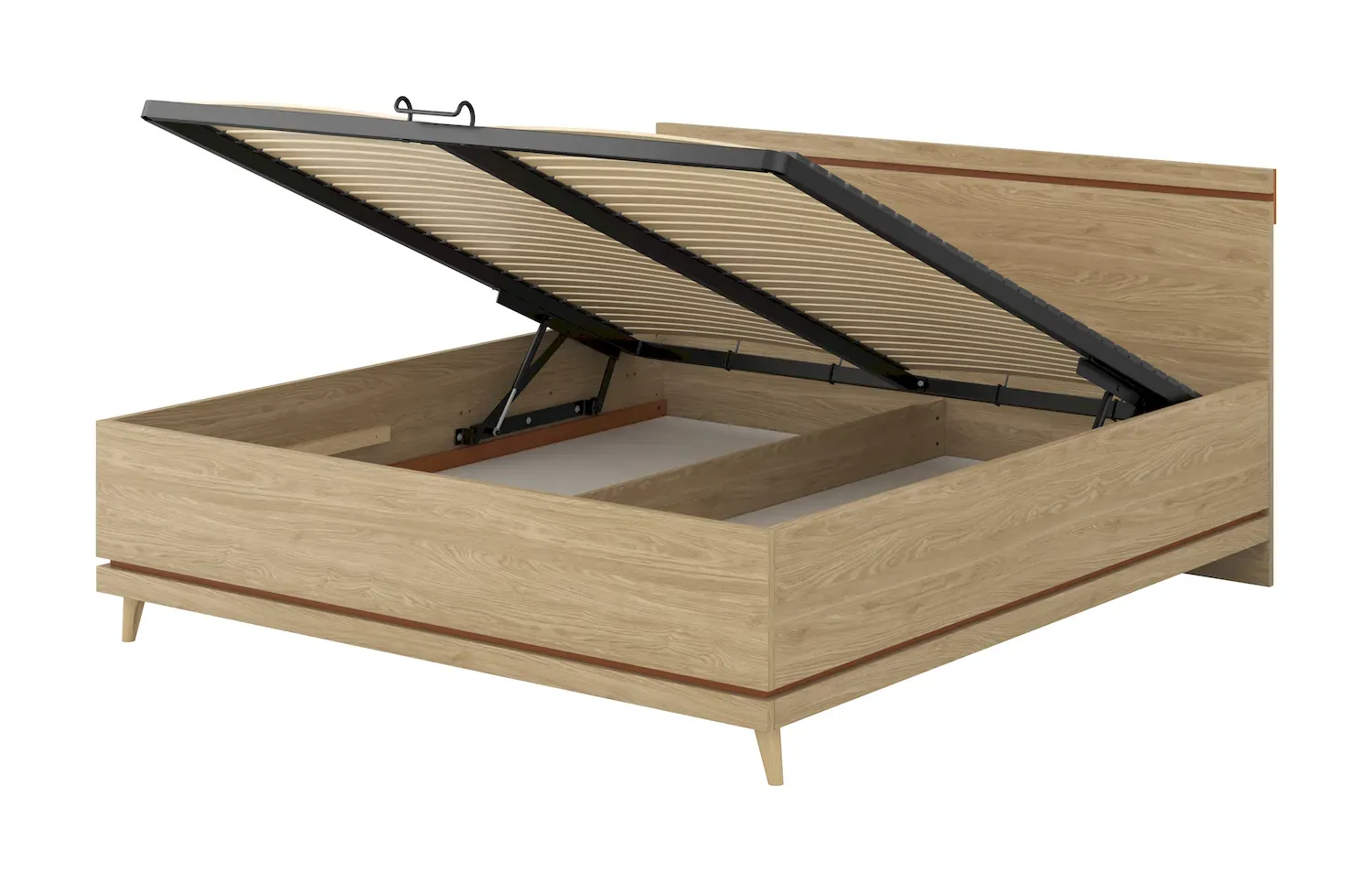 Łóżko z pojemnikiem SCANDI 52 180cm dąb ceglany - 24D5OH52