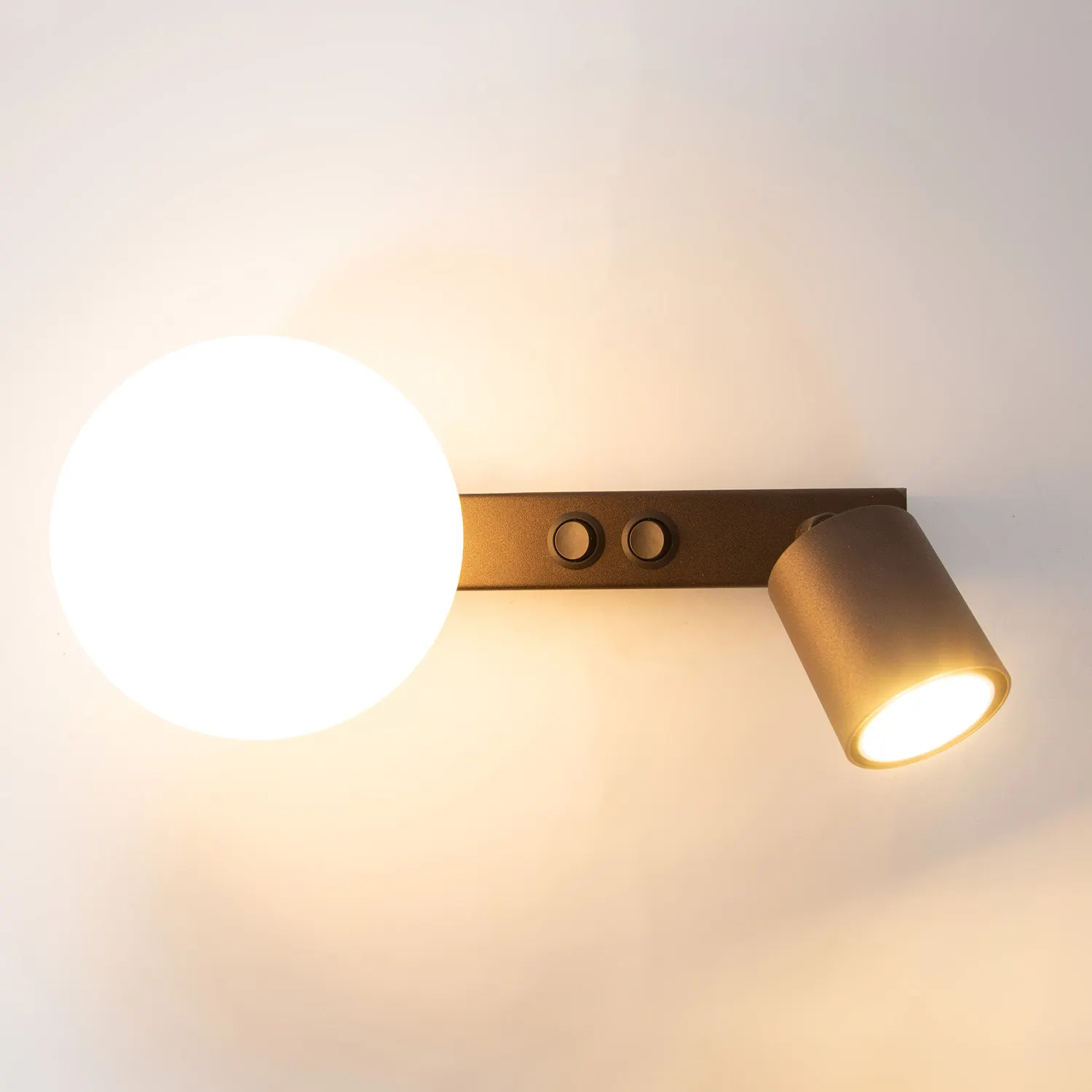 Kinkiet TAVIRA 1+1 szklany klosz brązowy biały - SI_41266