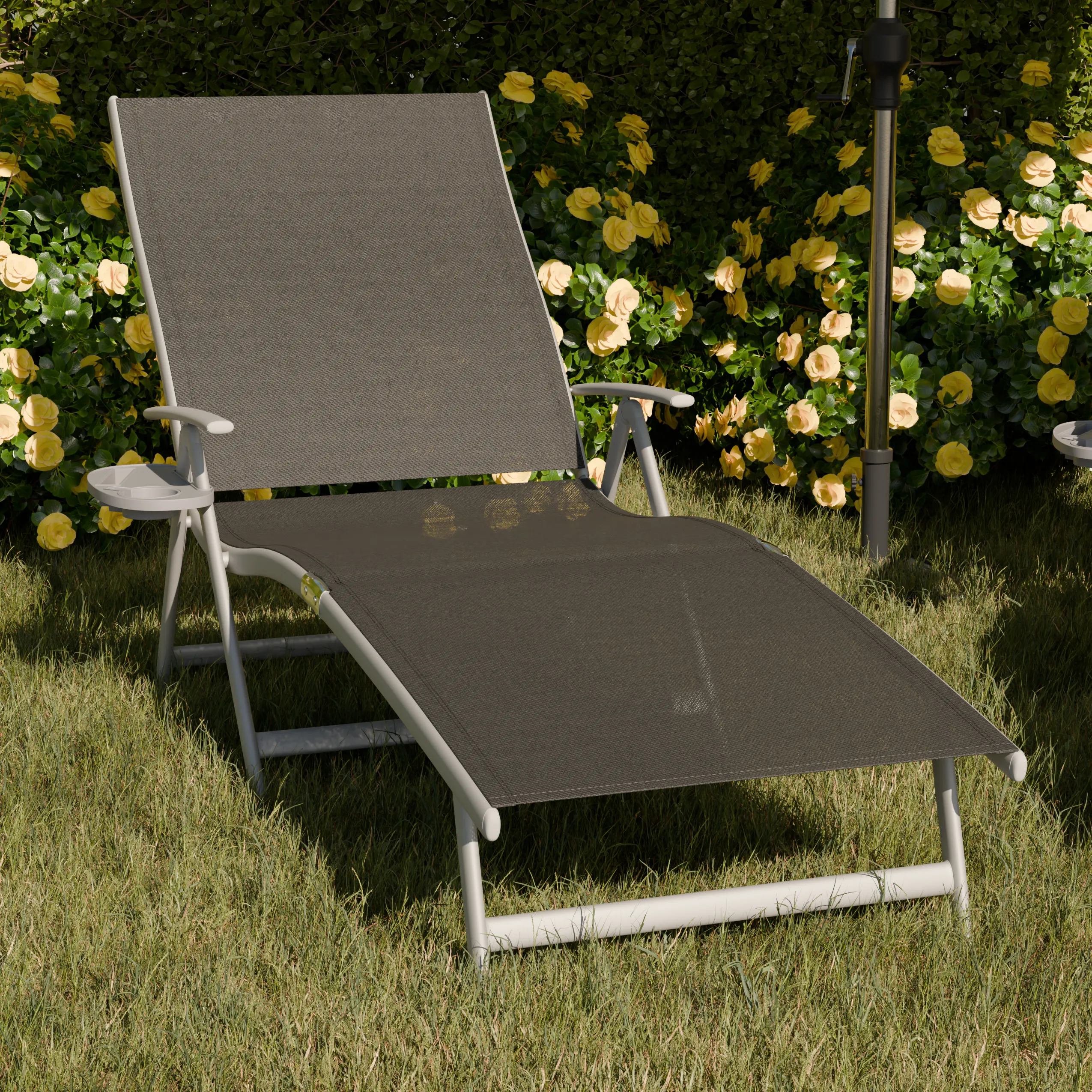 Leżak ogrodowy składany TARDY 182 cm aluminiowy czarny Zenjoy - TARDY_CZARNY