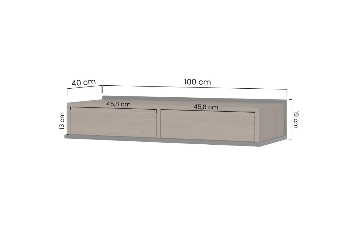 Konsola wisząca z 2 szufladami ZENAR 100 cm orzech elegant czarny — zdjęcie 7