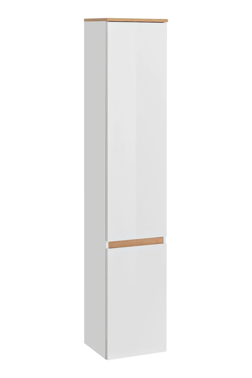 Szafka wysoka 2-drzwiowa PLATINUM biała, dąb złoty craft 176x35x30cm
