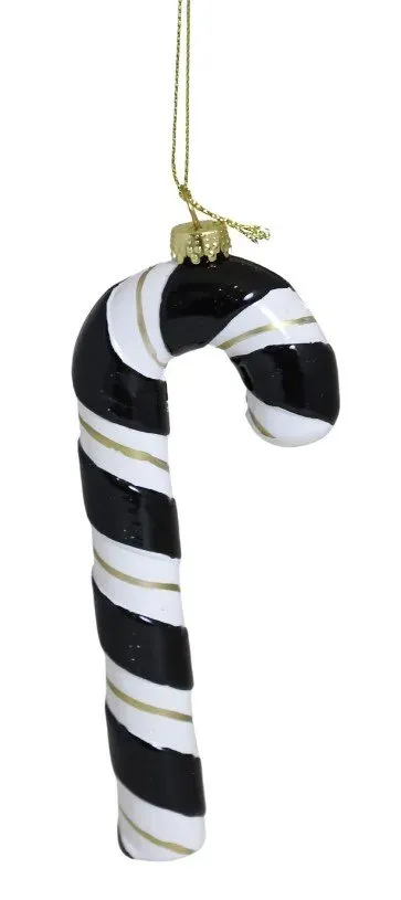 BOMBKA plastikowa LASKA CUKROWA NA CHOINKĘ 8341 biało-czarna BOMBKA plastikowa LASKA CUKROWA NA CHOINKĘ 8341 biało-czarna