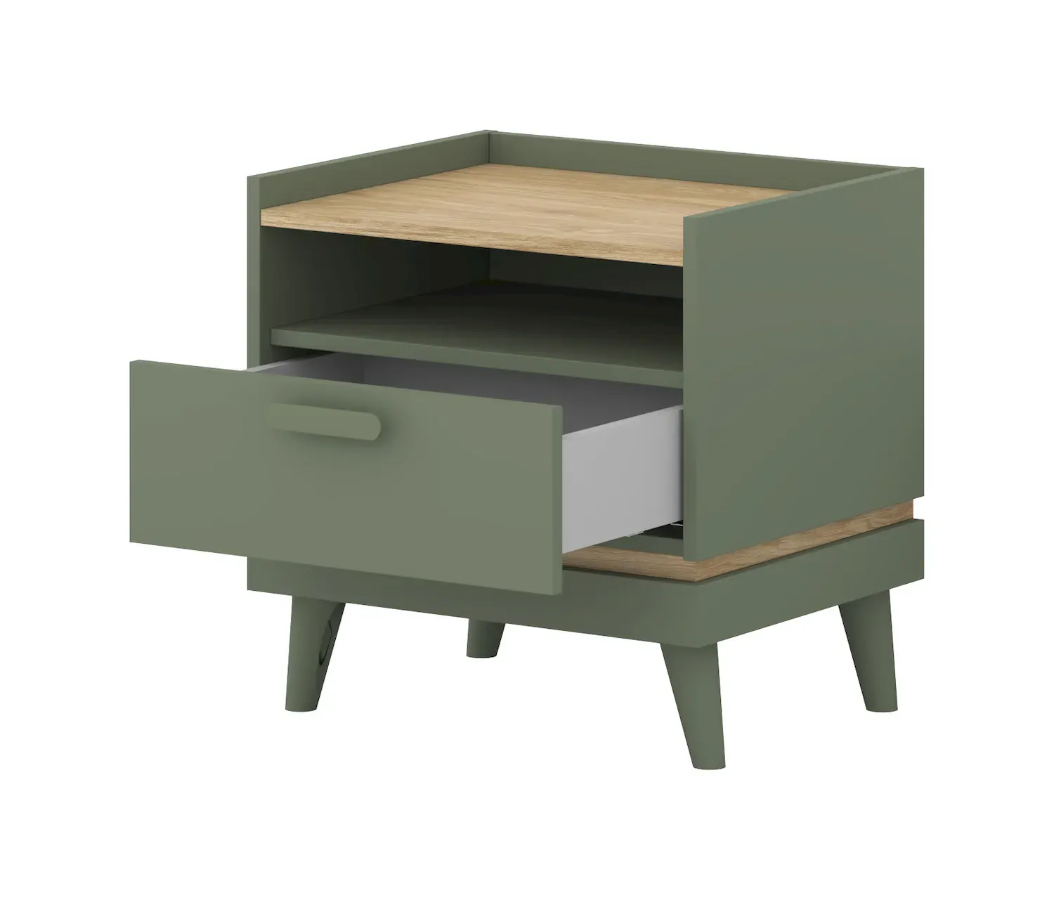 Szafka nocna z 1 szufladą SCAND 22 zielony-dąb olejowany - 24GDOH22