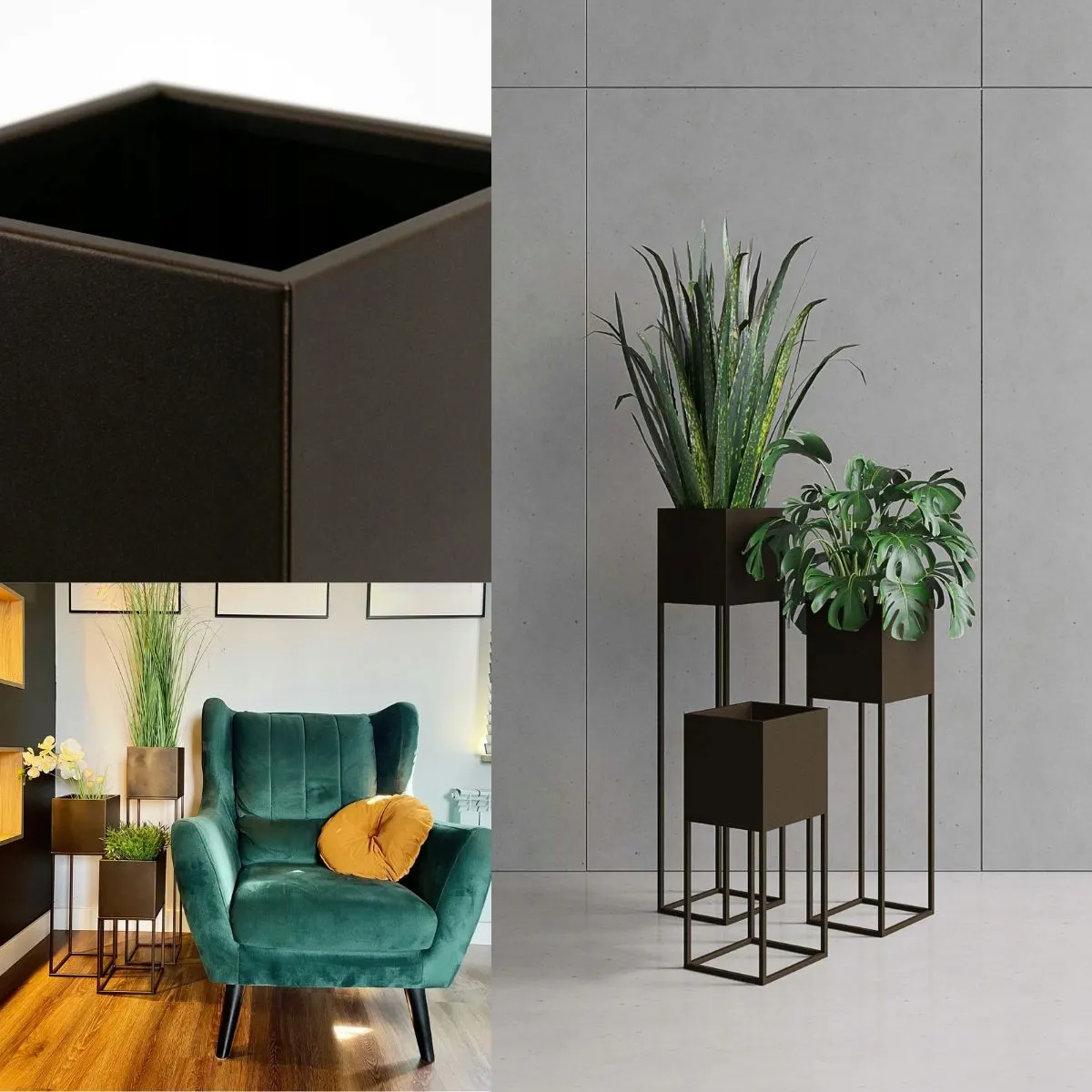 DONICZKA-osłonka na donice metalowa LORIENT M brązowa - LD_TZ000065