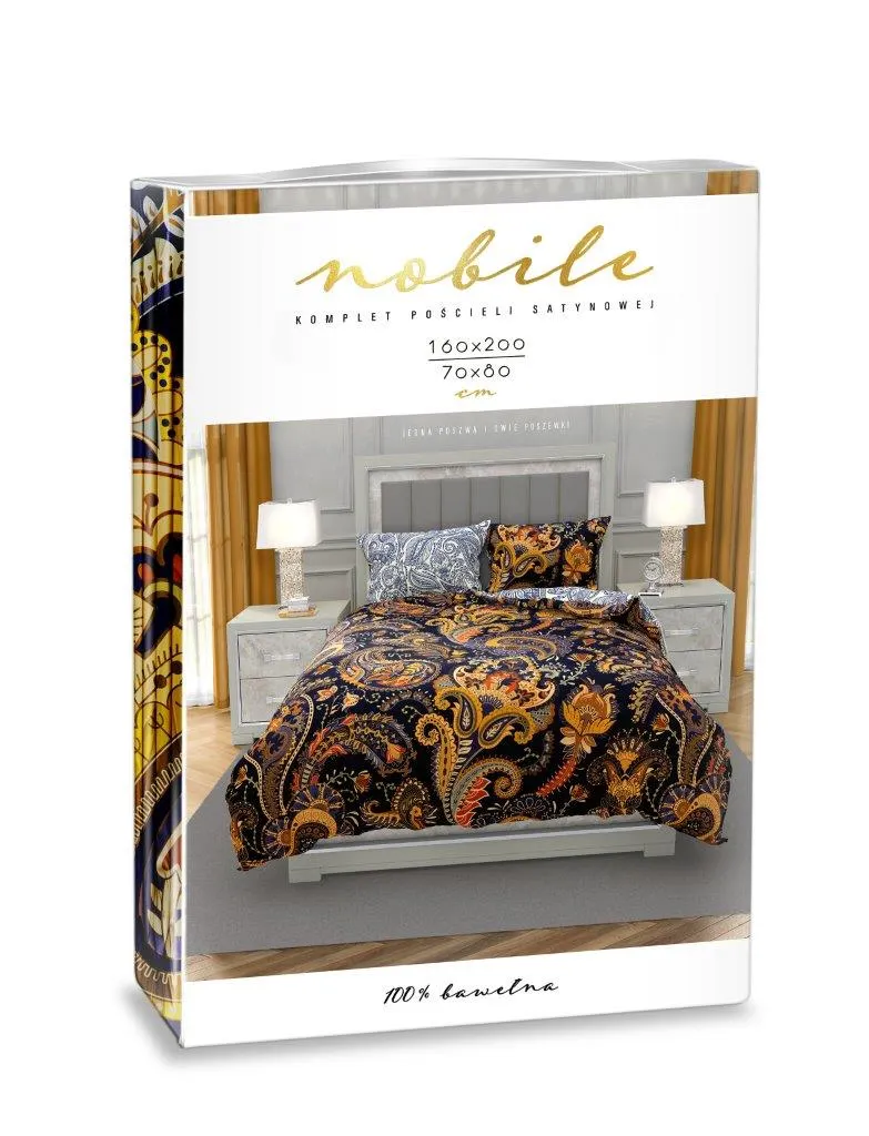 Pościel komplet NOBILE 001 160x200+2x70x80 satyna bawełaniana fotoprint wielokolorowy - FARO_31200