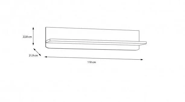 Półka wisząca SURFINIO 110 cm szara dąb catania - SFNB01-M378