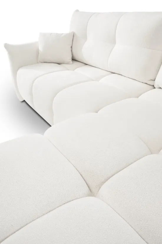 Narożnik rozkładany z pojemnikiem BASE SICURIO 257 cm L/P pikowany kremowy - BASE_NAR_SICURIO60