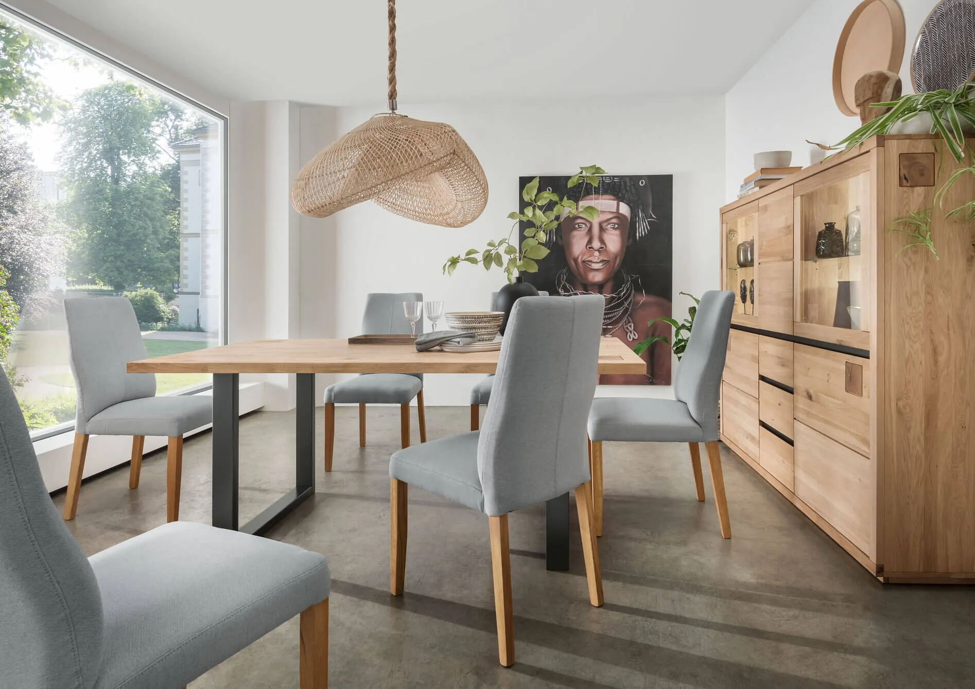 Stół dębowy HALLOW 180x90 drewniano-metalowy - GK_1031591601