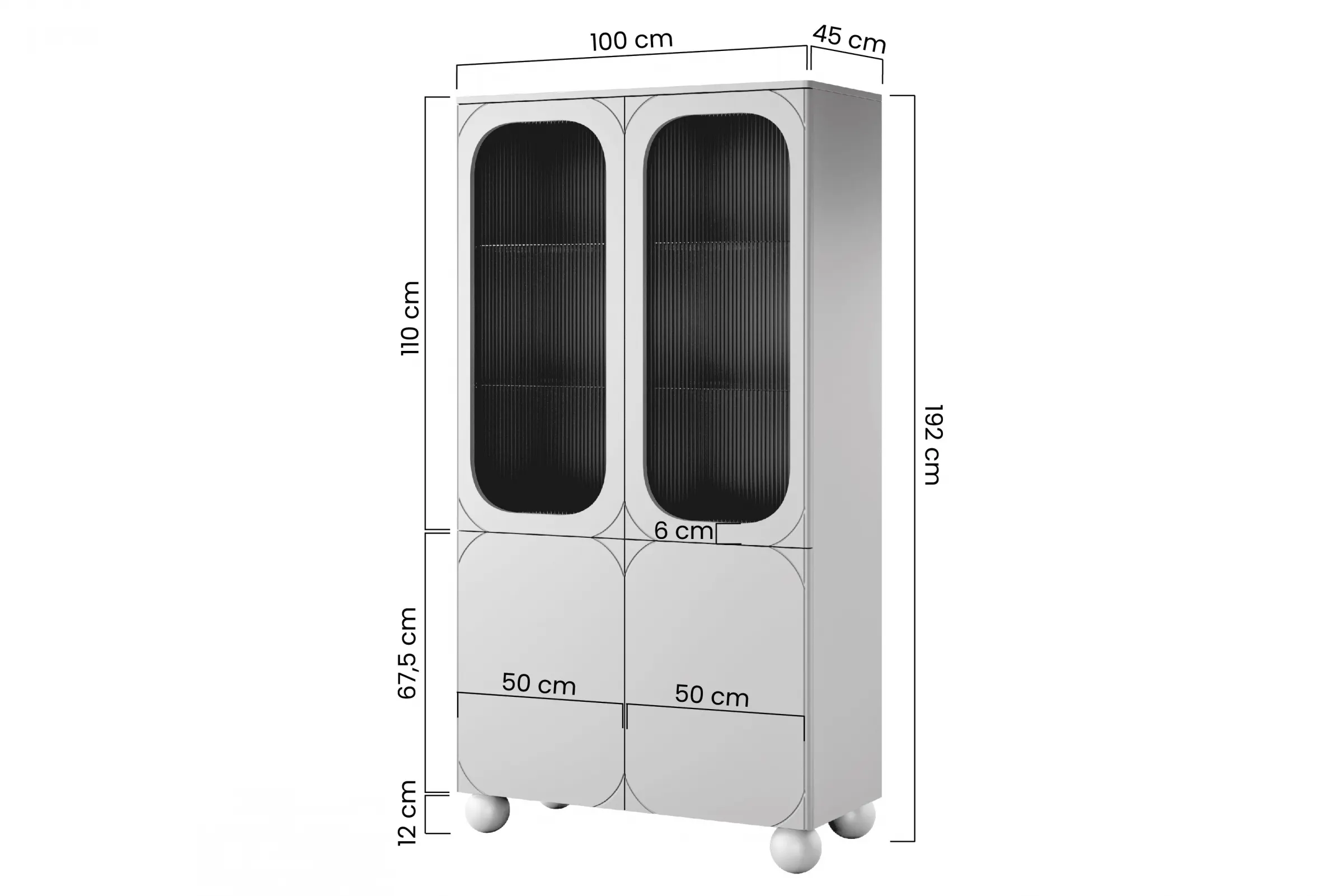 Witryna 4-drzwiowa SONATIA 100cm burgund nogi kule - B_157307