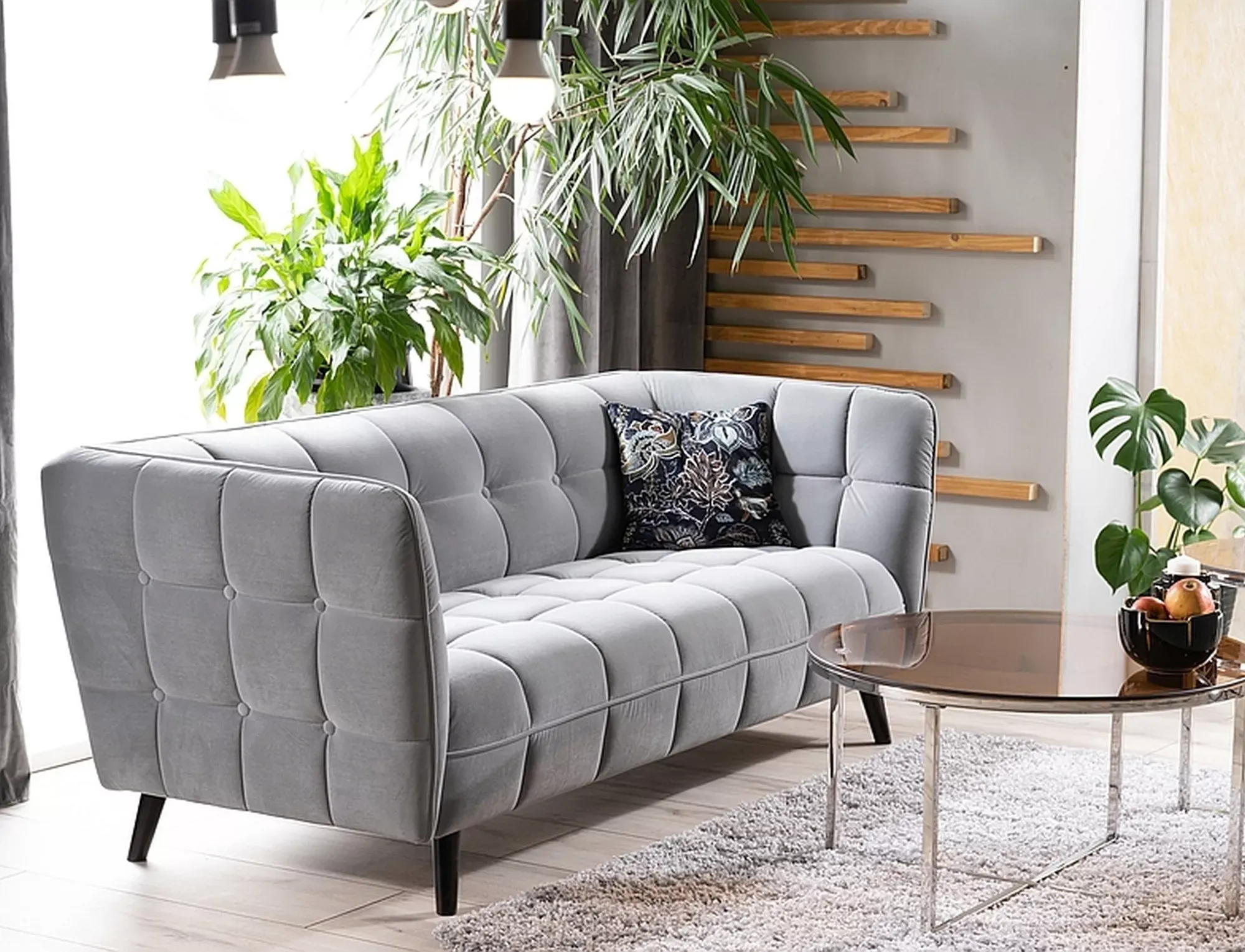 Sofa CASTELLO 3 VELVET Bluvel 14 szara wenge - CASTELLO3V14