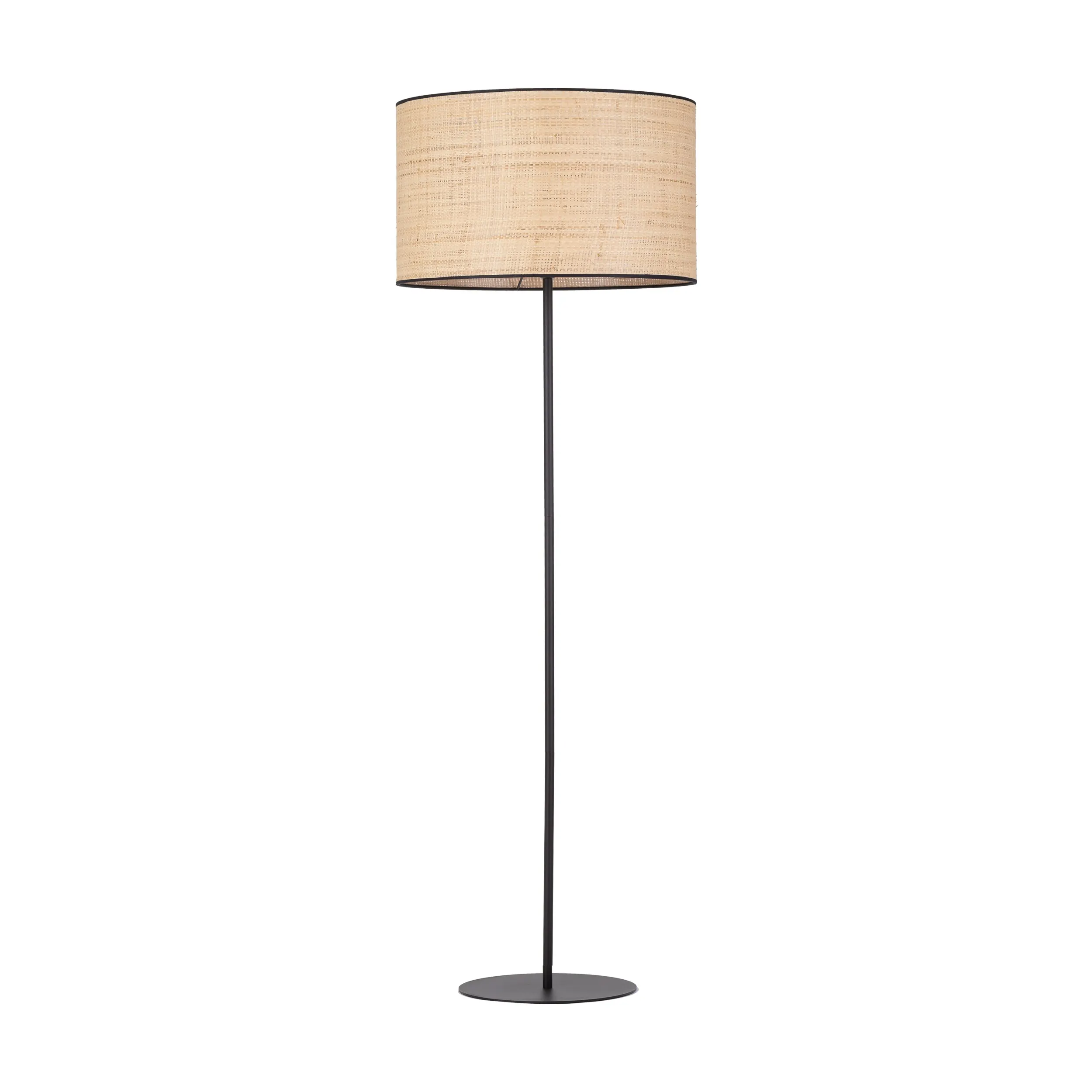 Lampa podłogowa LIBERIA czarna z brązowym kloszem z tkaniny okrągłym 159x50cm