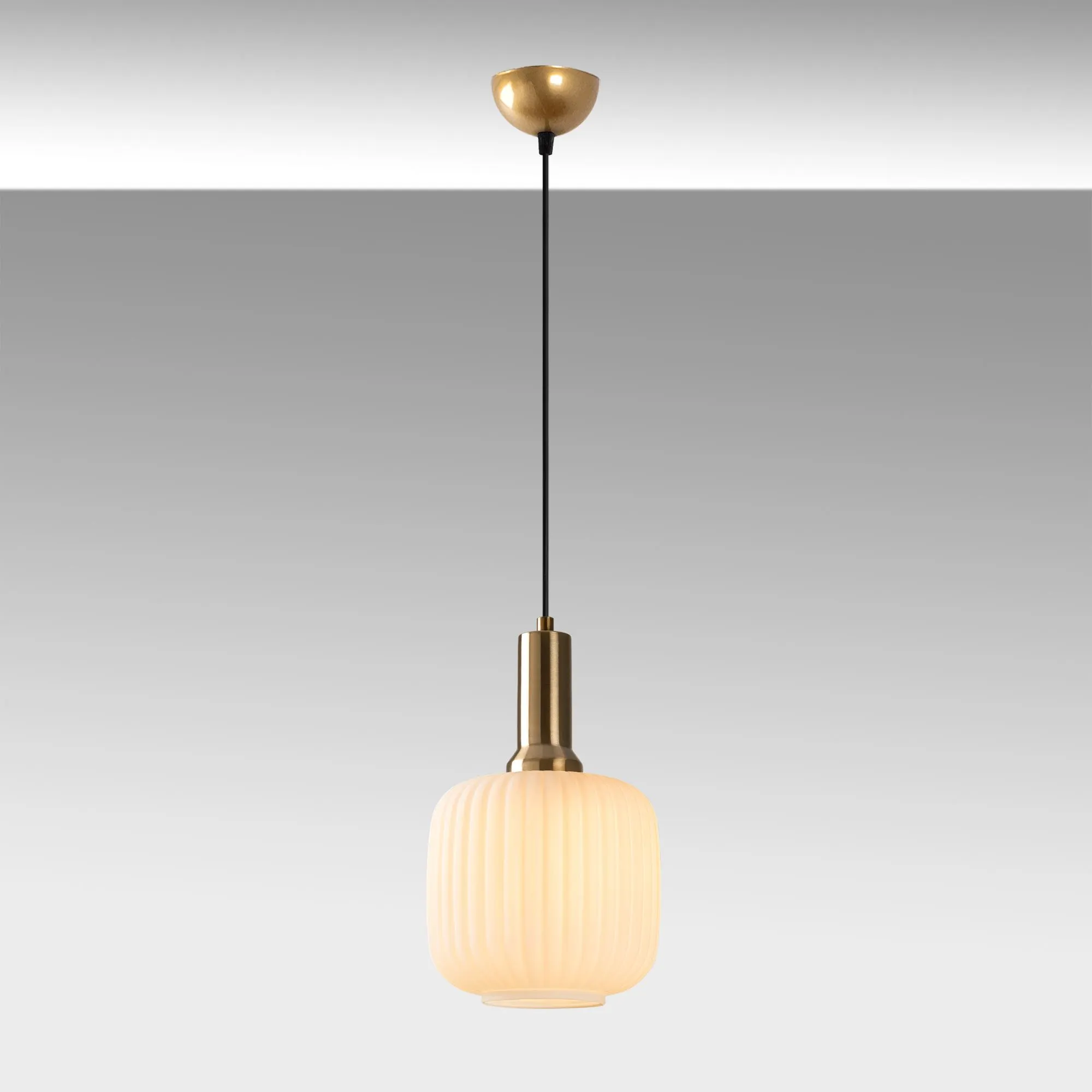 Żyrandol ASKER ryflowany klosz złoty biały - ASI_521SHN3584