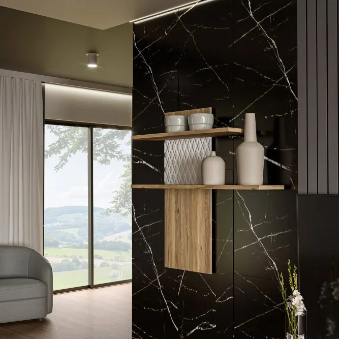 Półka wisząca AKSANA L dąb mauvella, biały 100x100x23 cm - AKNB01L-M992