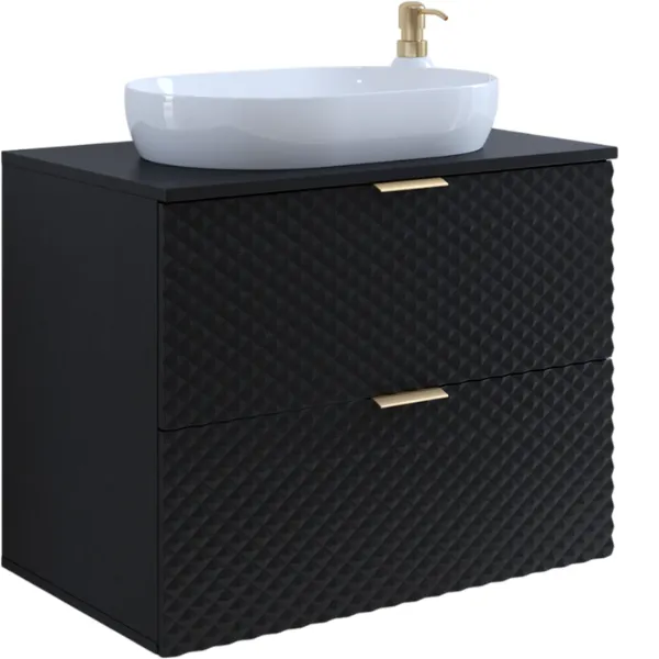 Szafka pod umywalkę LAURA wisząca z 2 szufladami 80 cm - czarna - 30W3NM48