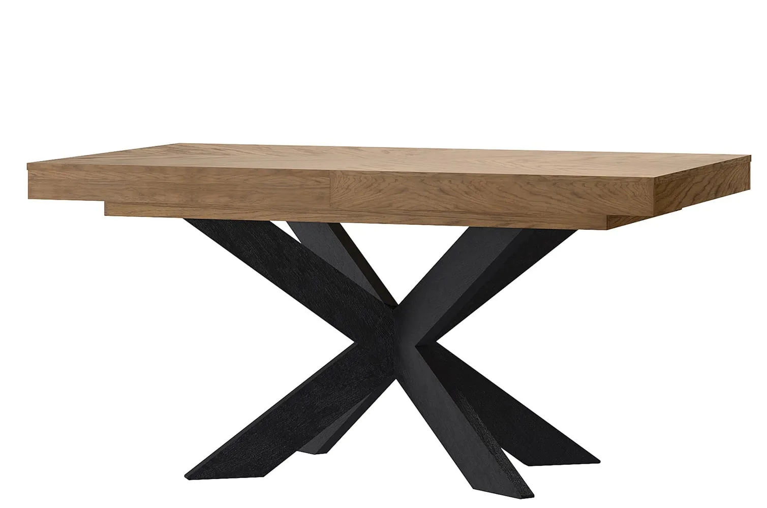 Stół rozkładany COZY 39  z blatem w jodełkę 95x160-210 - dąb rustikal, czarny