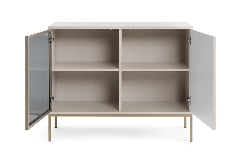 Komoda z przeszkleniem i oświetleniem SENTO K104 1 pkt. LED cashmere - SENTO_K104_CASHMERE