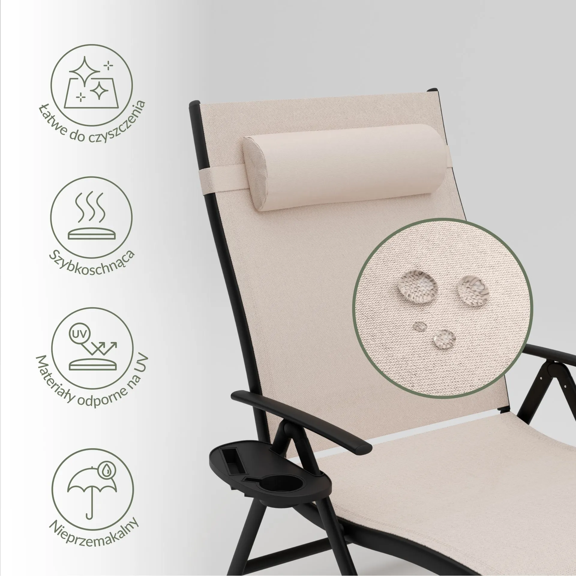 Leżak ogrodowy składany TARDY 182 cm aluminiowy beżowy Zenjoy - TARDY_BEZOWY