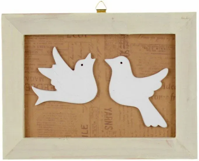 Ramka do powieszenia z dwoma ptakami 32228 beżowa Ramka do powieszenia z dwoma ptakami 32228 beżowa