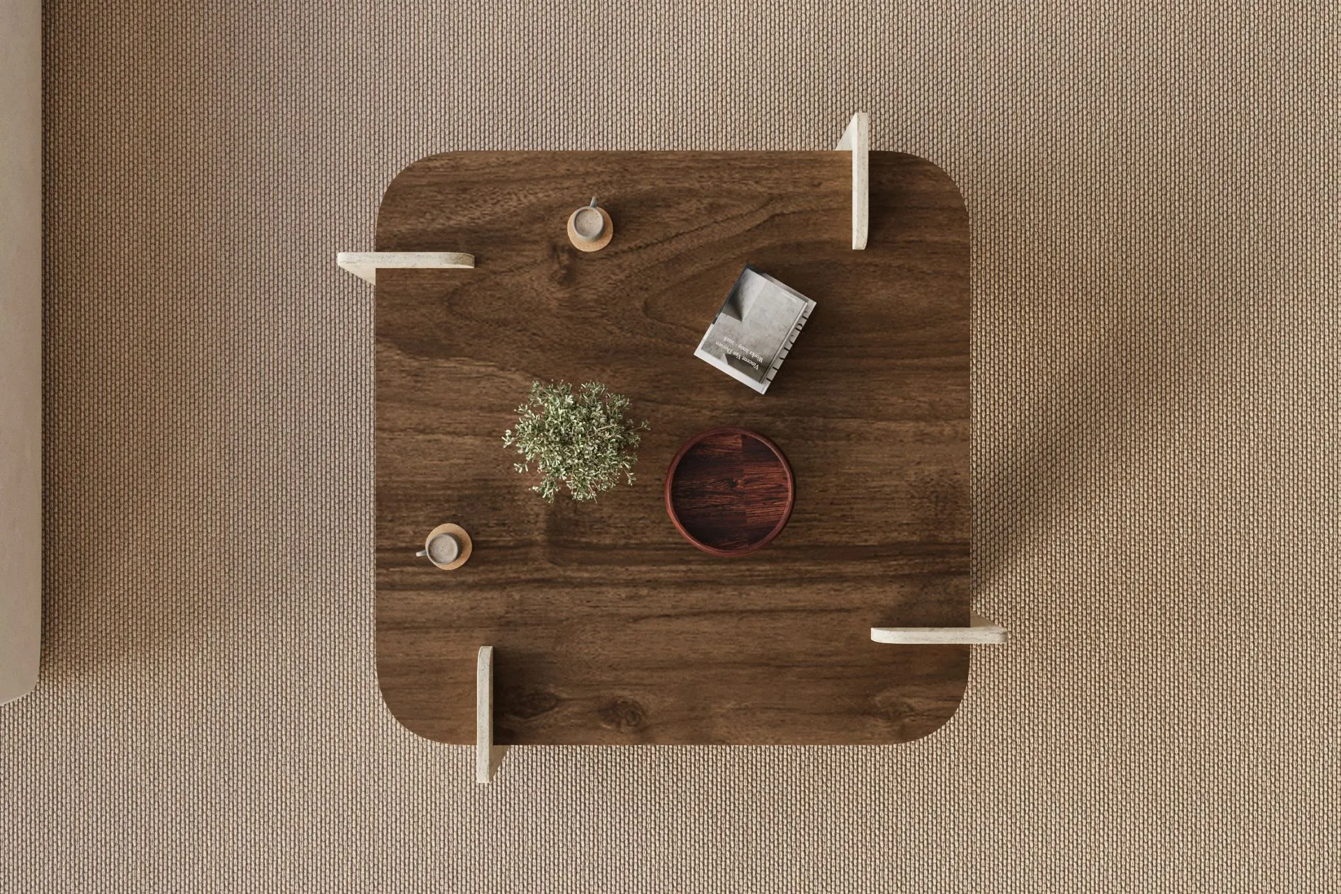 Stolik kawowy AFROLLI 90x90 cm orzech trawertynowy