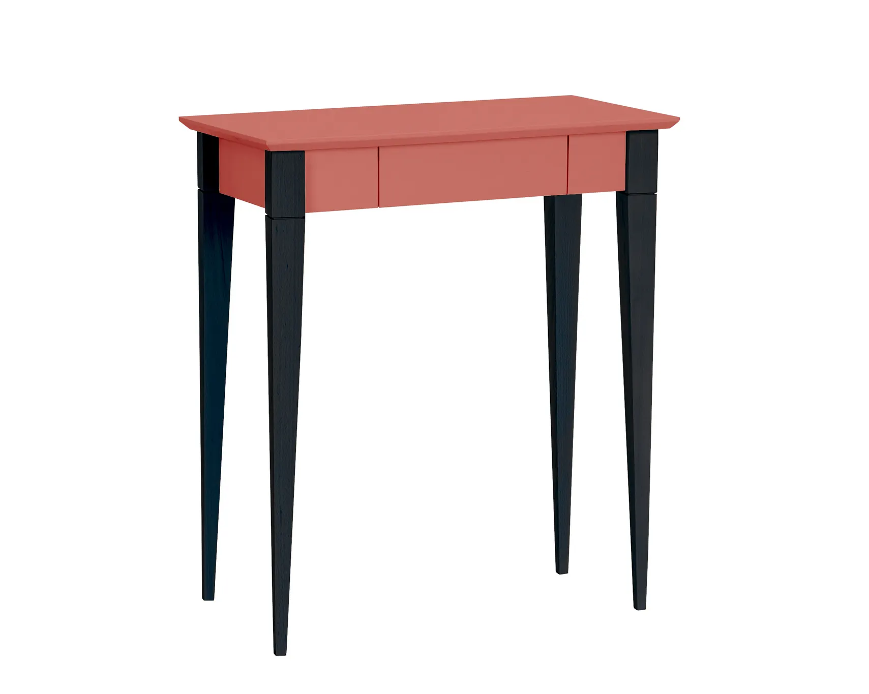 Biurko z szufladą MIMO 65x40 koralowy blat/czarne drewniane nogi