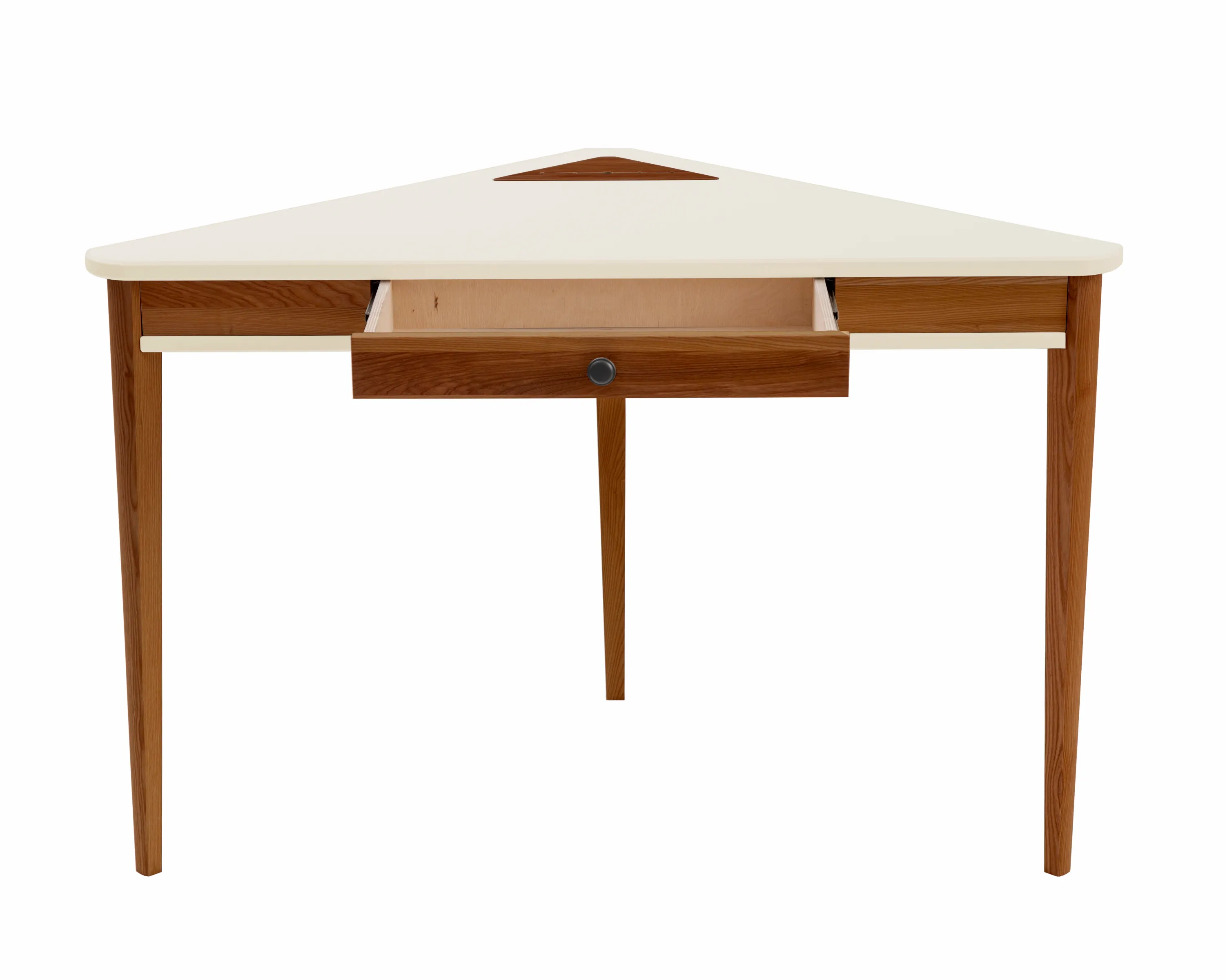 Biurko narożne z szufladą ASHME 114x85 kremowy blat/ciemne jesionowe nogi - NRGBACD_OAK_2