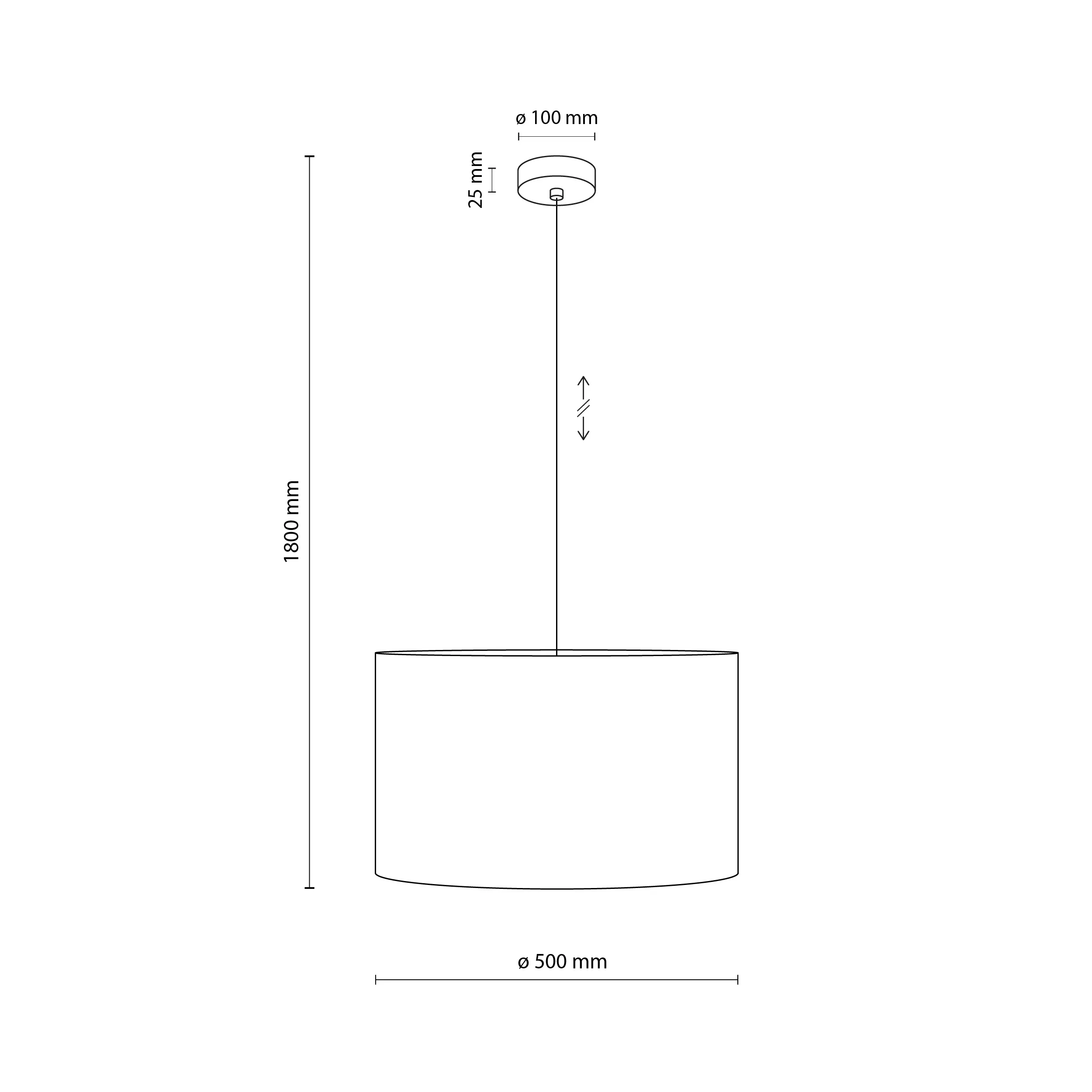 Lampa wisząca GLORII czarna z tkaniny 180x50cm - TK_10086