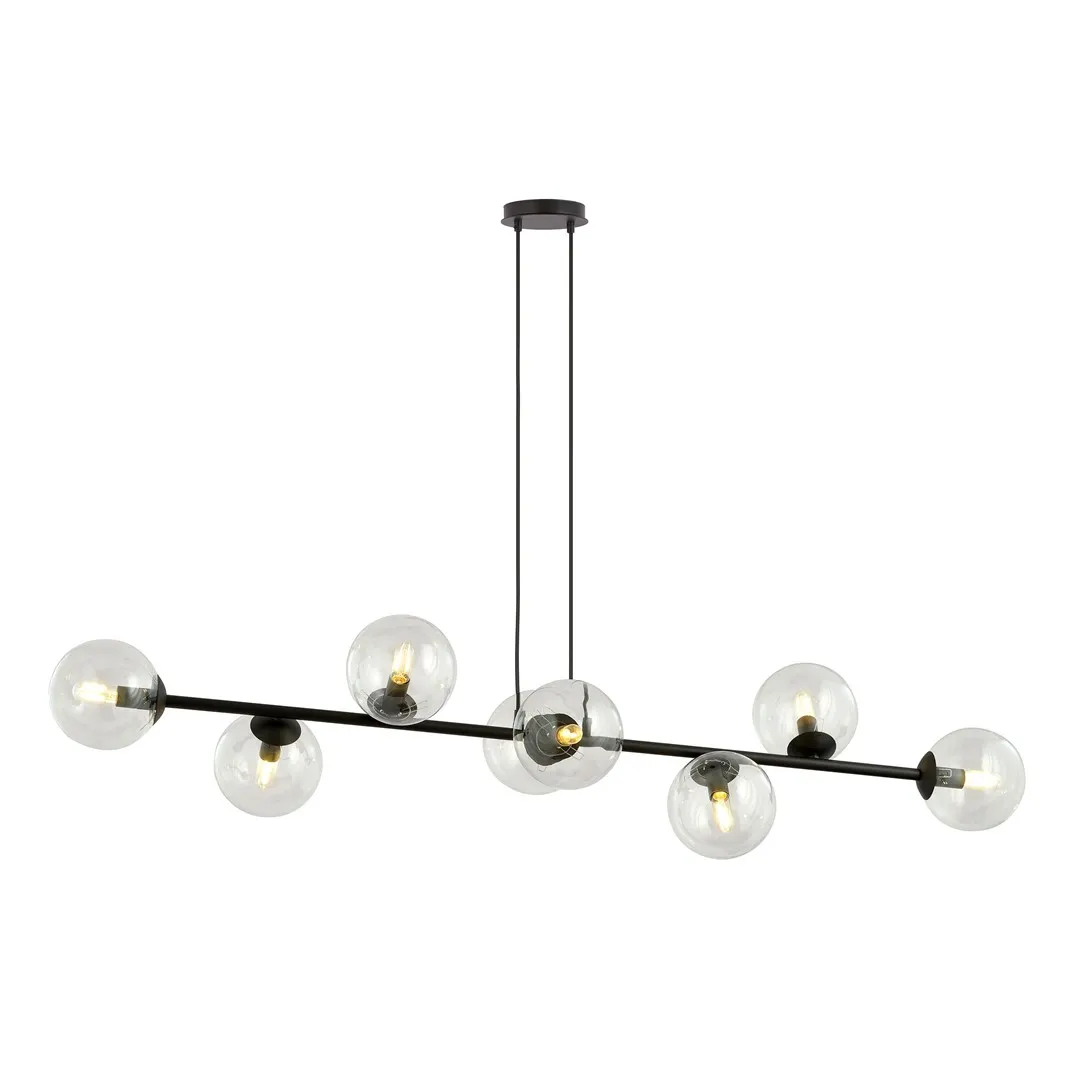 Lampa wisząca ROSSI 8 czarny transparentny