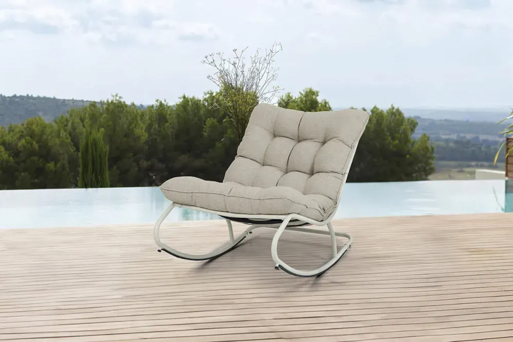 Fotel ogrodowy bujany AGAVA beżowy - FG007082