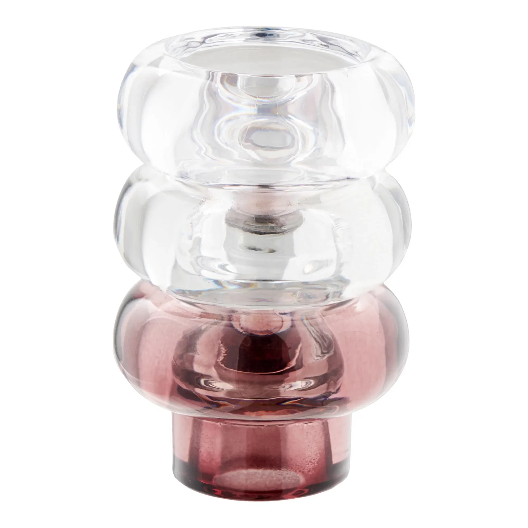 Świeczniki szklane CANDLE - zestaw 3 sztuk bordowy szry transparentny — zdjęcie 10