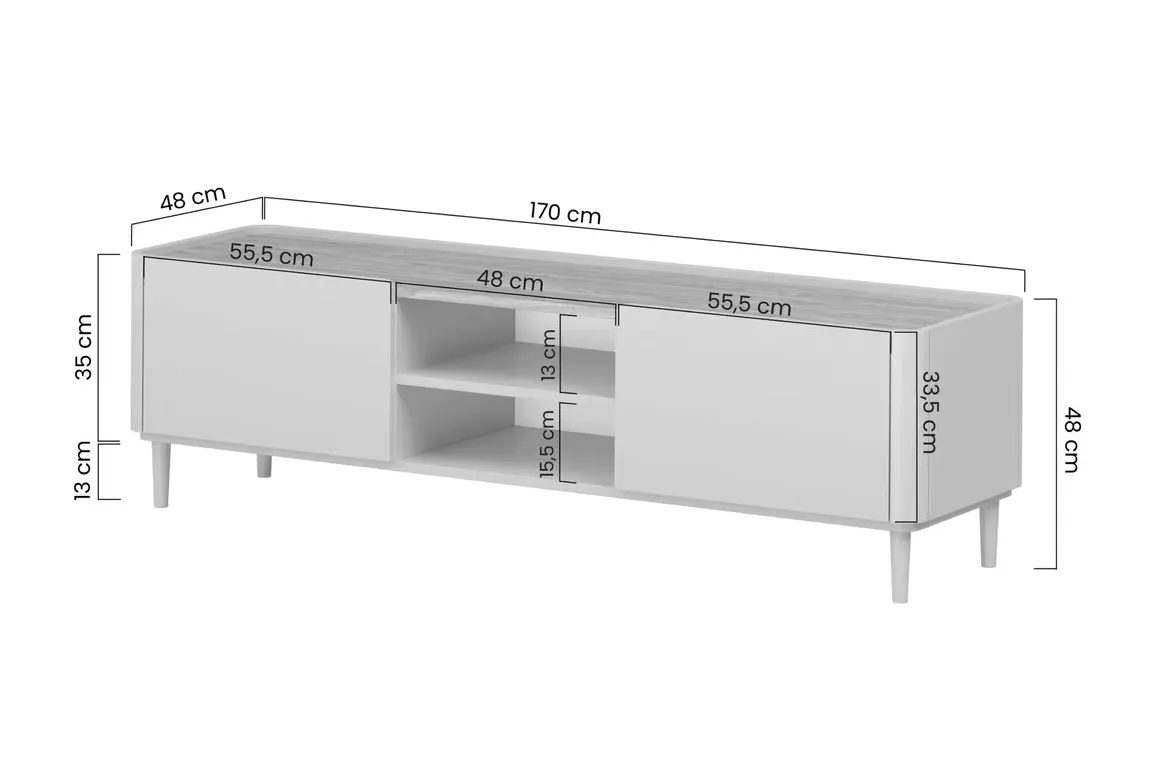 Szafka RTV z 1 klapą i szufladą ELIVO RTV 170cm drewniane nóżki cashmere dąb olejowany — zdjęcie 10