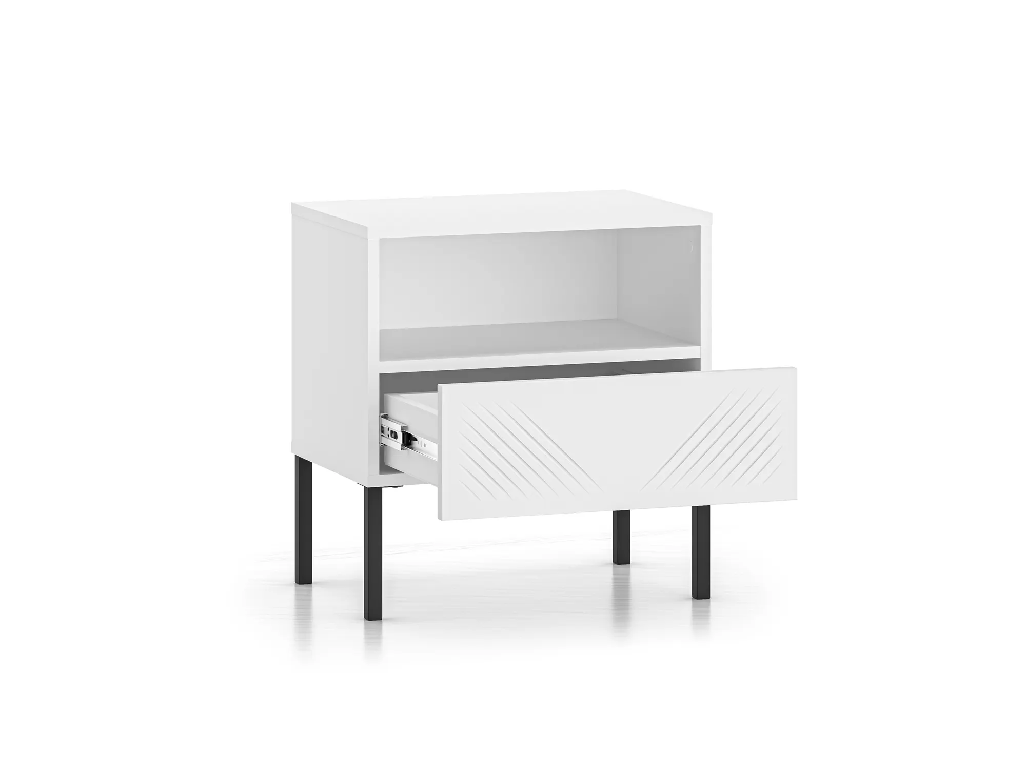 Szafka nocna z szufladą CLEARING 05 biały alpejski, noga-czarny - 1CLEA05-001-02