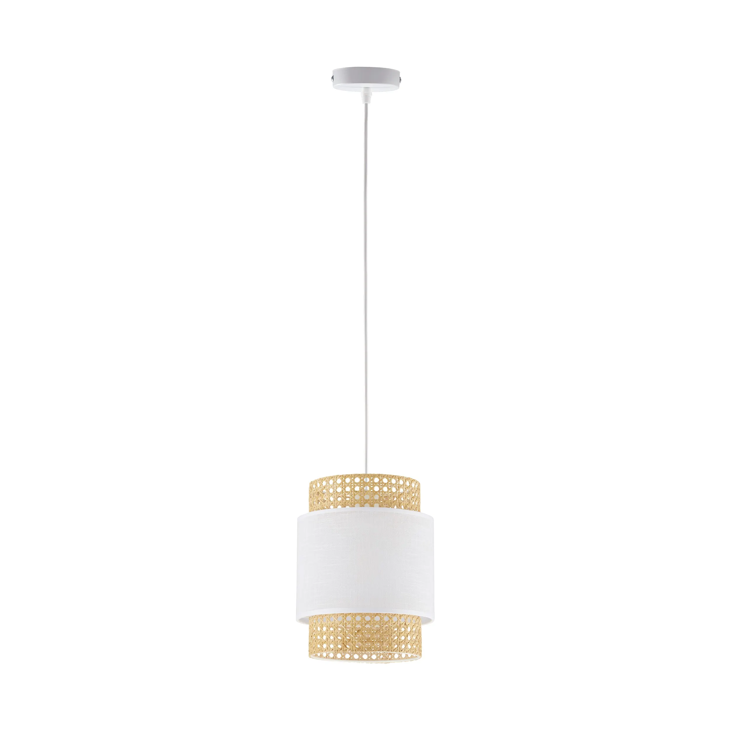 Lampa wisząca BOHO biała z rattanowym wnętrzem 170x20cm
