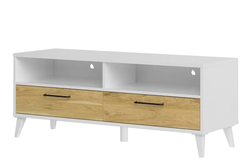 Komoda RTV BARRIS 24 z szufladami orzech biała 120x48x42cm — zdjęcie 2