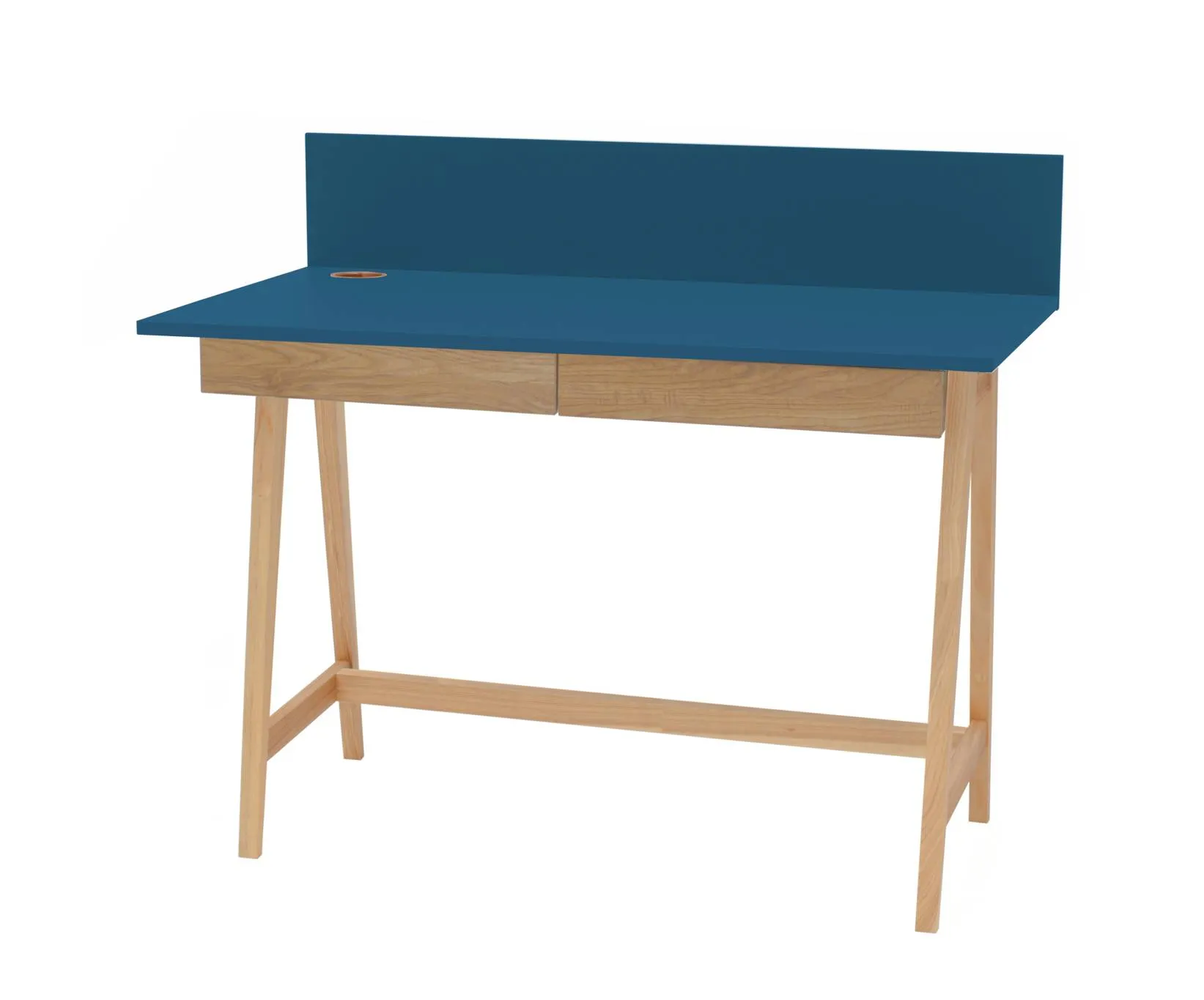 Biurko z szufladami i panelem LUKA 110x50 ciemnoniebieskie/jesionowe nogi Biurko, Meble, Tabela, Komputer, Elektronika