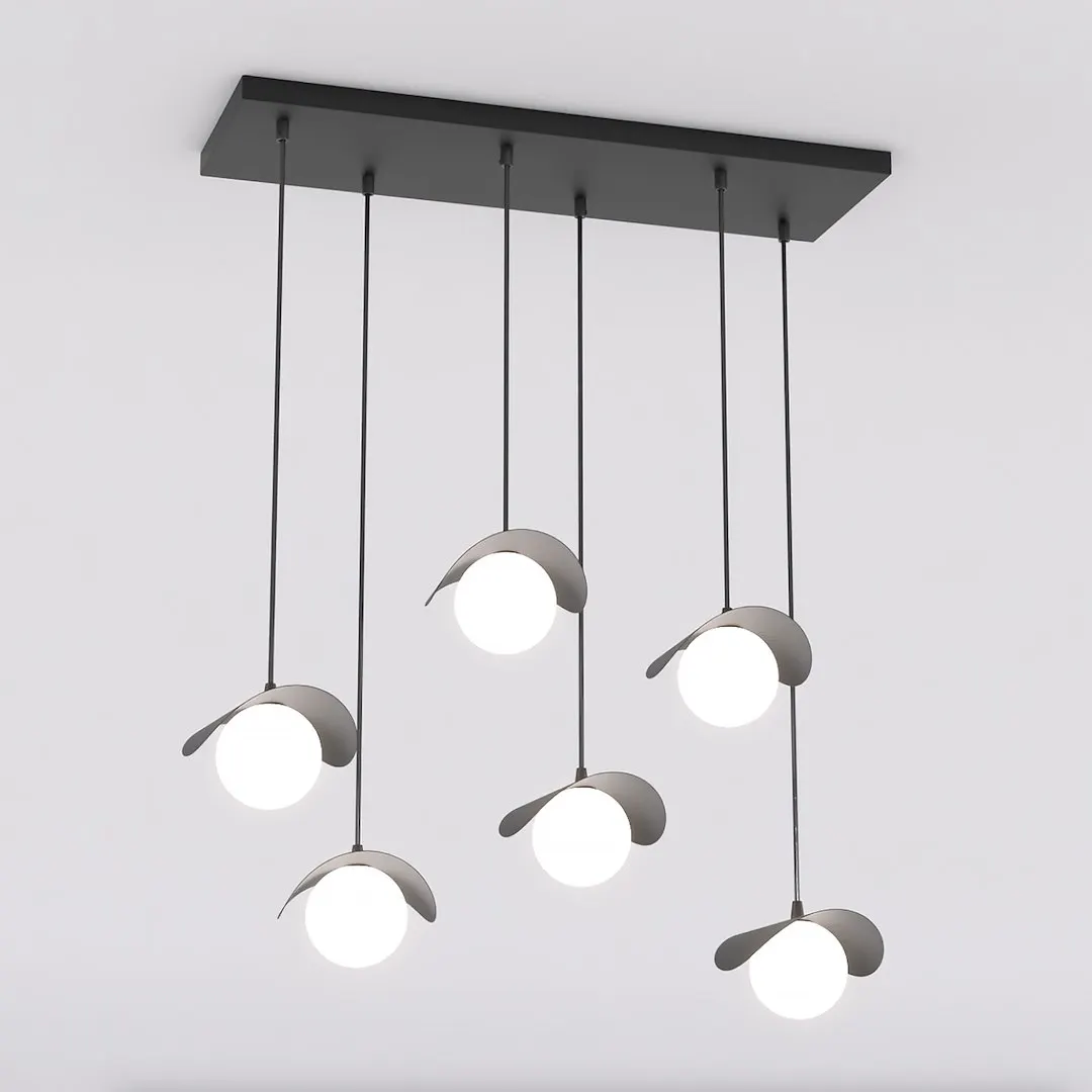 image lampa wisząca, kinkiet, minimalistyczny design, czarno-szara, kule LED