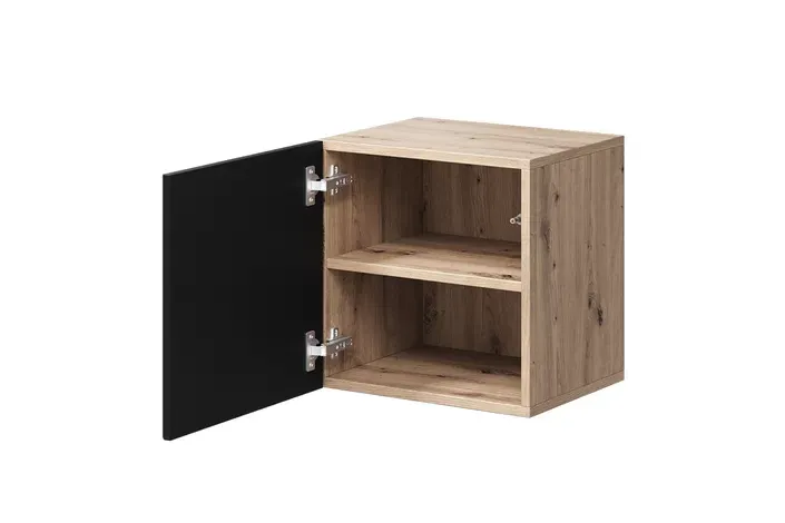 Szafka wisząca ASHA 40 1D - czarny mat - dąb artisan - ryflowany front