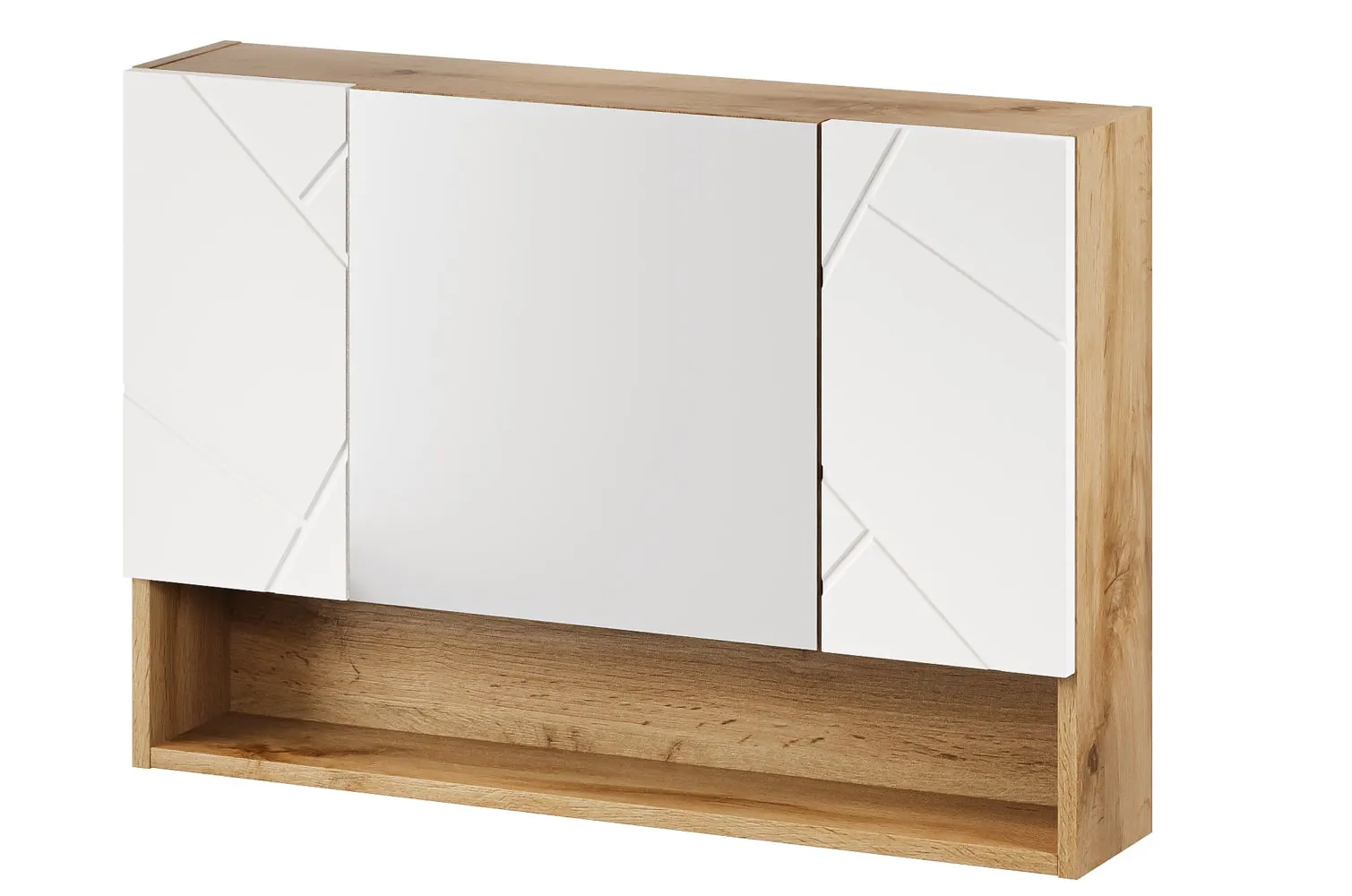 Szafka wisząca z lustrem MAZI 55x80 dąb Wotan/biały mat Meble, kredens, Szafka, Szafa