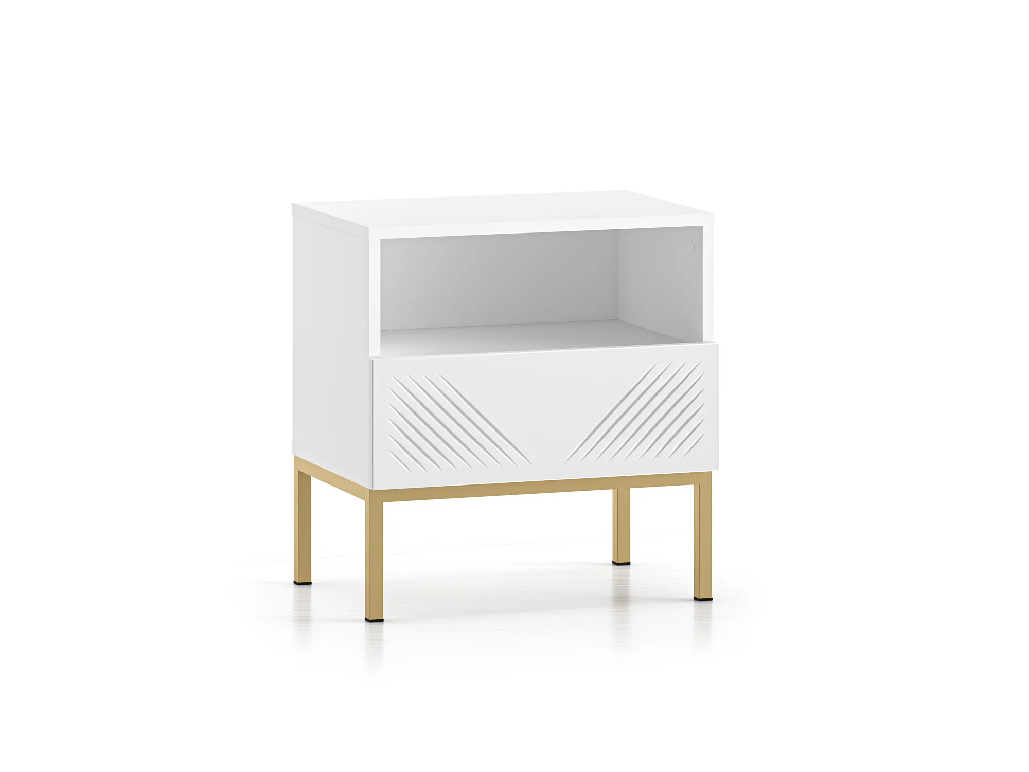 Szafka nocna z szufladą Clearing 05 biały alpejski, podstawa-złoty