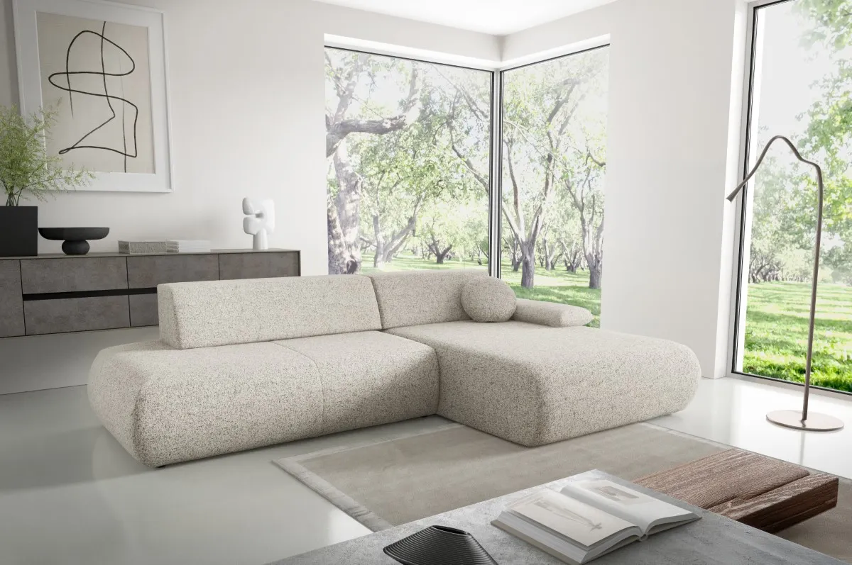 Narożnik rozkładany z pojemnikiem PUENTE 286 cm prawostronny beżowy - PUENTE_NAR_PUENTE06_P