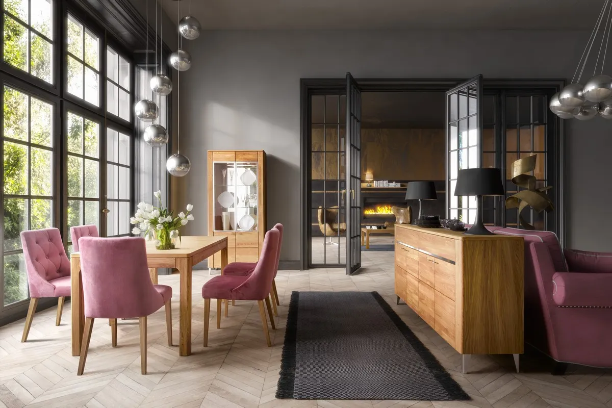 Komoda LATINA 45 drewniana 4-drzwiowa z 2 szufladami dąb miodowy 180x91x42cm - TH-100-1473