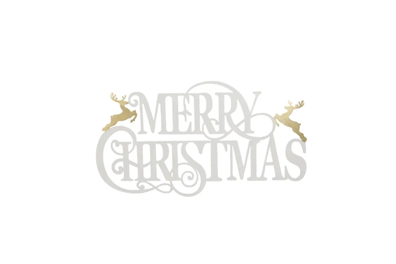 Dekoracja stojąca "MERRY CHRISTMAS" metalowa biało-złota