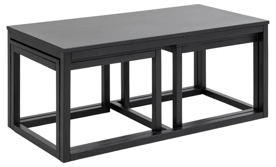Zestaw 3 stolików kawowych Omma (120x60x50) - (56x51,5x44) - (56x51,5x44) Czarny
