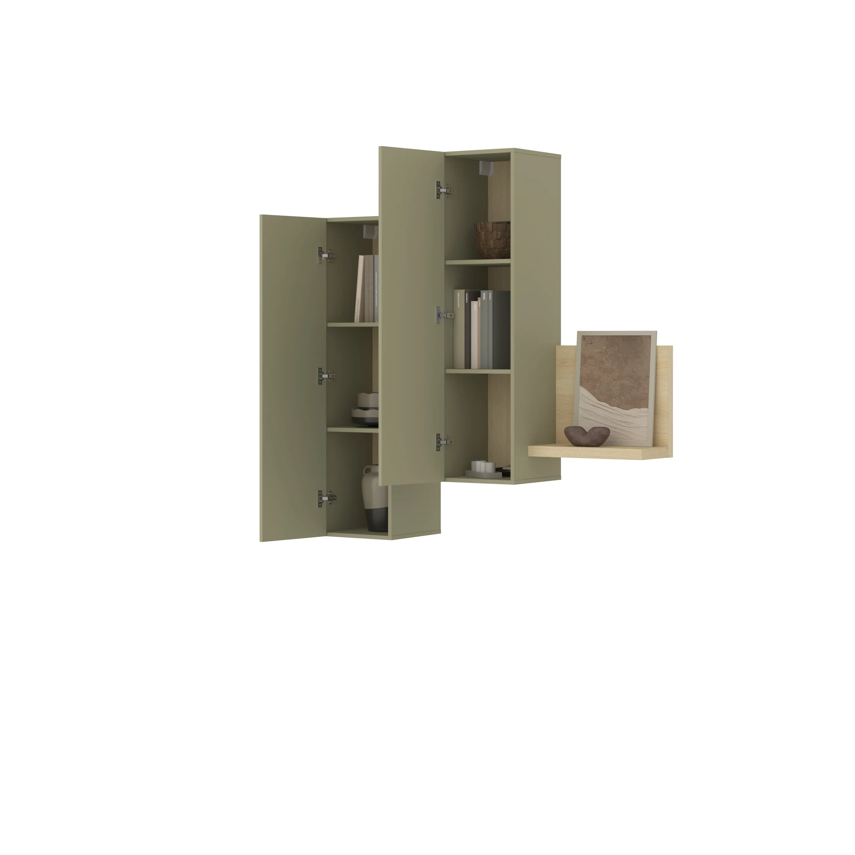 image szafka, szafka z półkami, zestaw meblowy, szafka wisząca, drzwi dwuskrzydłowe