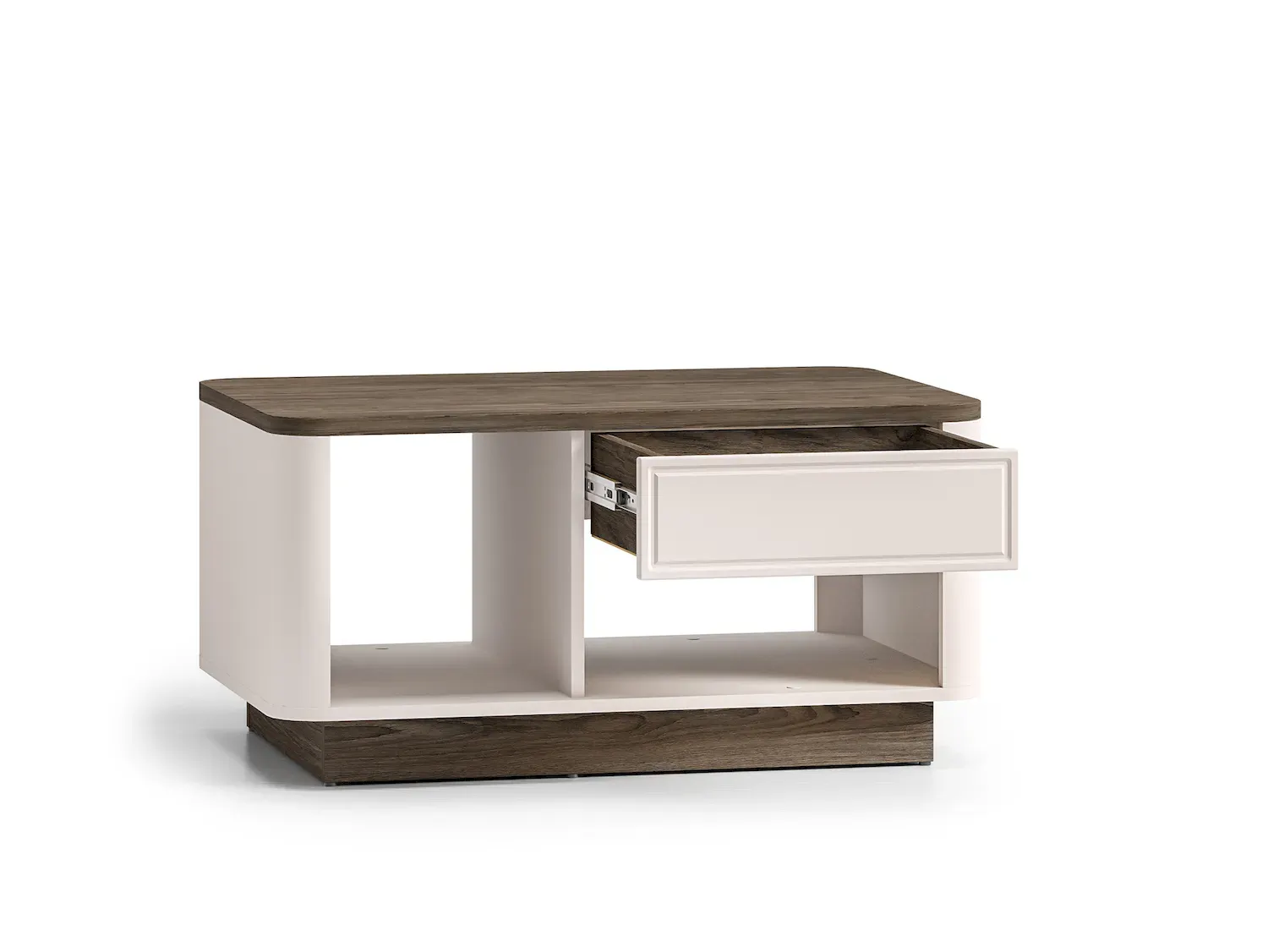 Stolik kawowy z szufladą i półką VILAVIO 06 dąb windmill cashmere cokół - 1VILA06-001