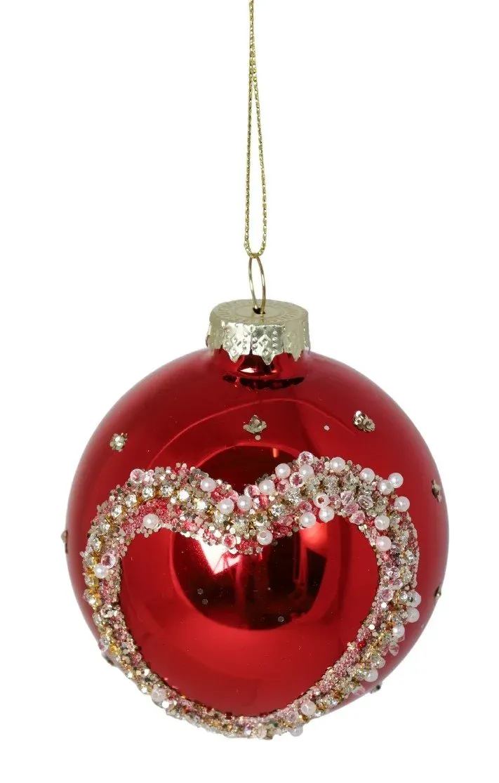 Bombka szklana 12 sztuk Z SERCEM DISPLAY 4033 czerwona Bombka szklana 12 sztuk Z SERCEM DISPLAY 4033 czerwona