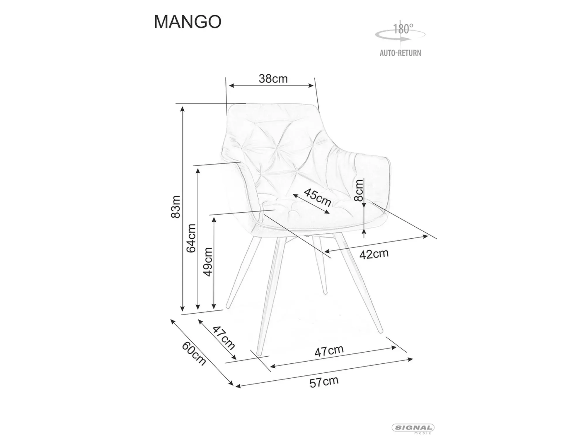 Krzesło obrotowe z podłokietnikami MANGO VELVET Bluvel 14 szary stelaż czarny — zdjęcie 5