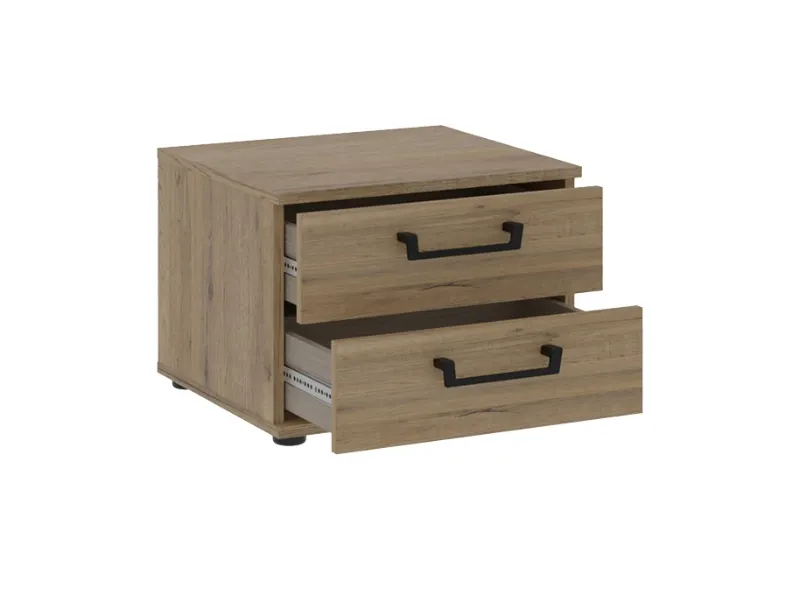 Szafka nocna z 2 szufladami ORIENTAL TREE Dąb Bartex, czarny - HUDK011-D105