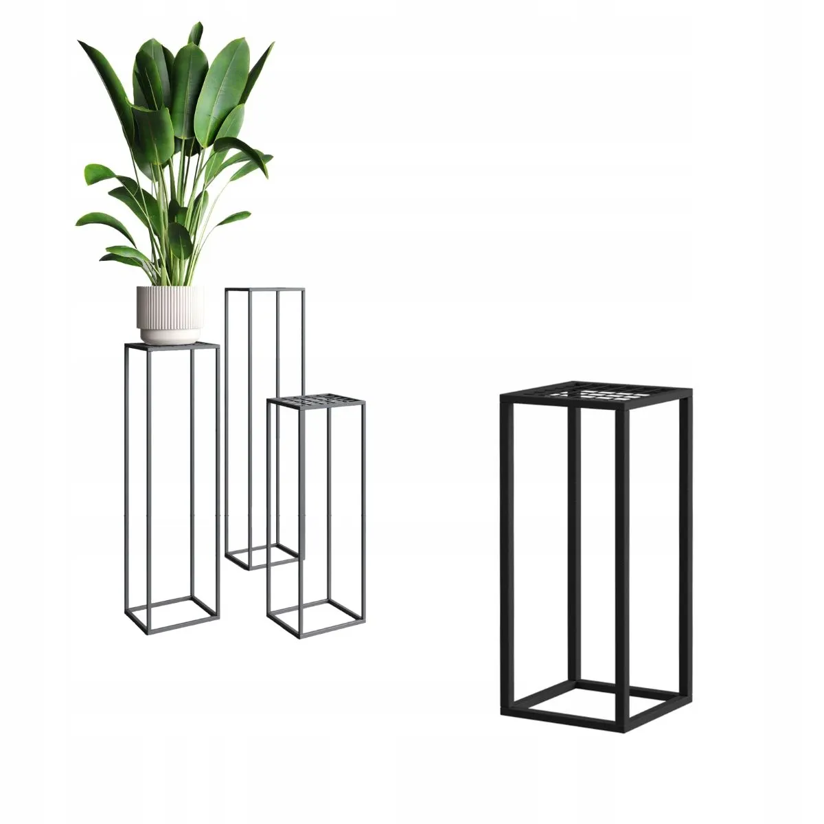 Kwietnik stojący metalowy z siatką RENES XS czarny Słoik, plantator, Roślina doniczkowa, Ceramika, Wazon
