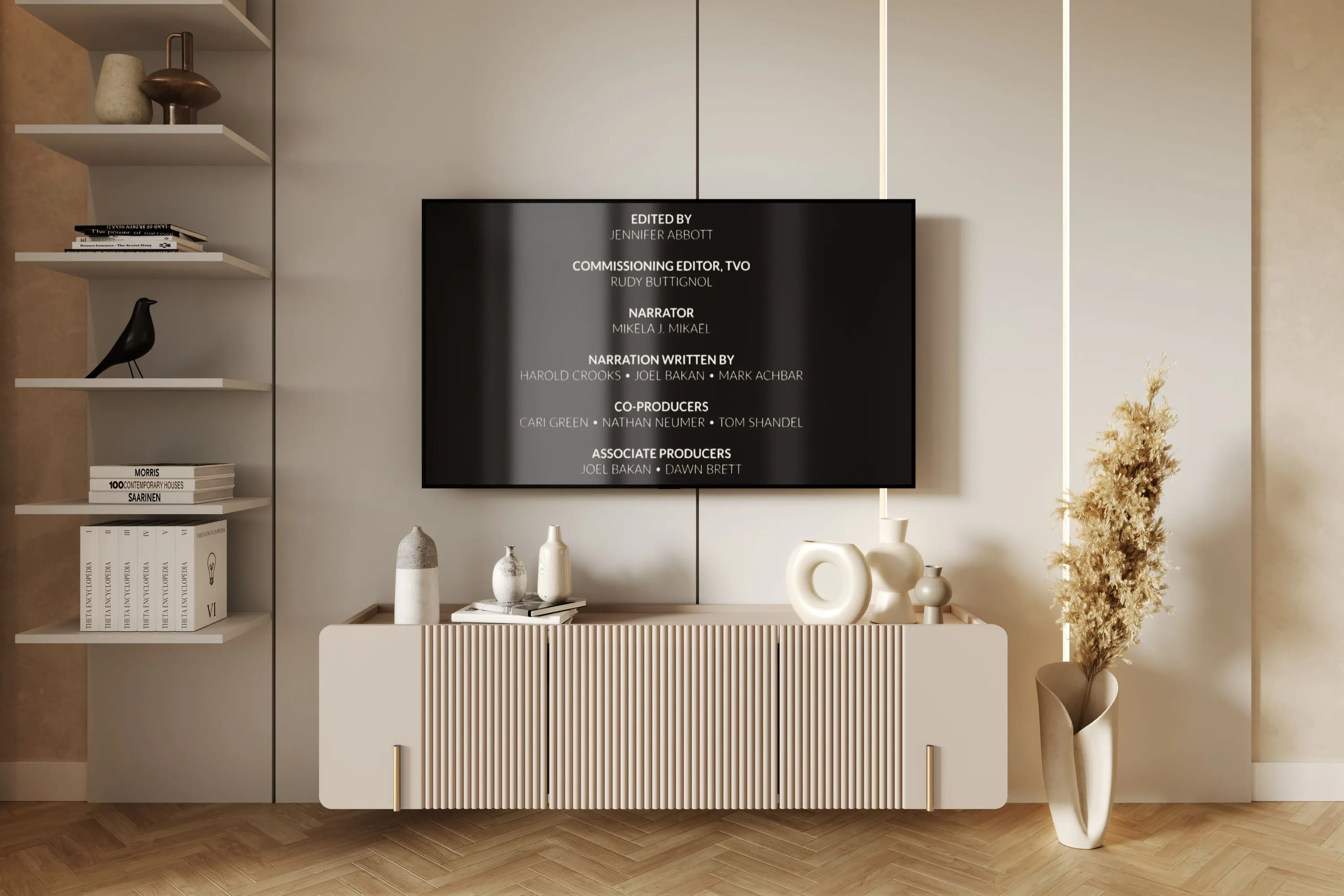 Szafka RTV wisząca MALMI 2-drzwiowa z 1 szufladą 150cm - kaszmirowy - złoty - B_167036